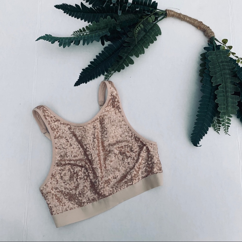 Aerie sequin bralette rose gold size small